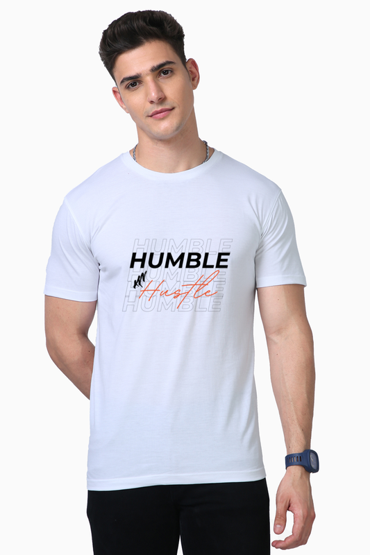 Humble Hustle T-Shirt – Motivational Apparel for Hard Workers white color size s, l, m, xl, xxl