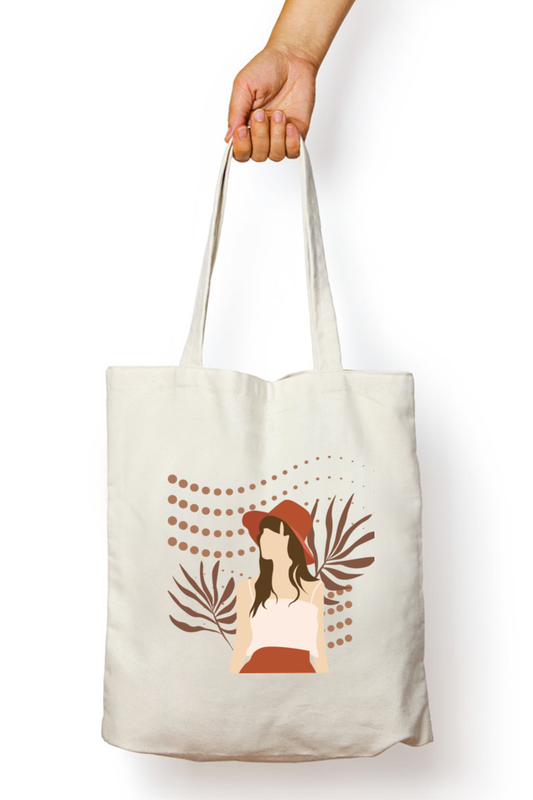 Girl Towards the Sky - Tote Bags for Women with Zip, College Bag for Girls, 100% Organic Cotton Tote Bag for Traveling & Daily Use