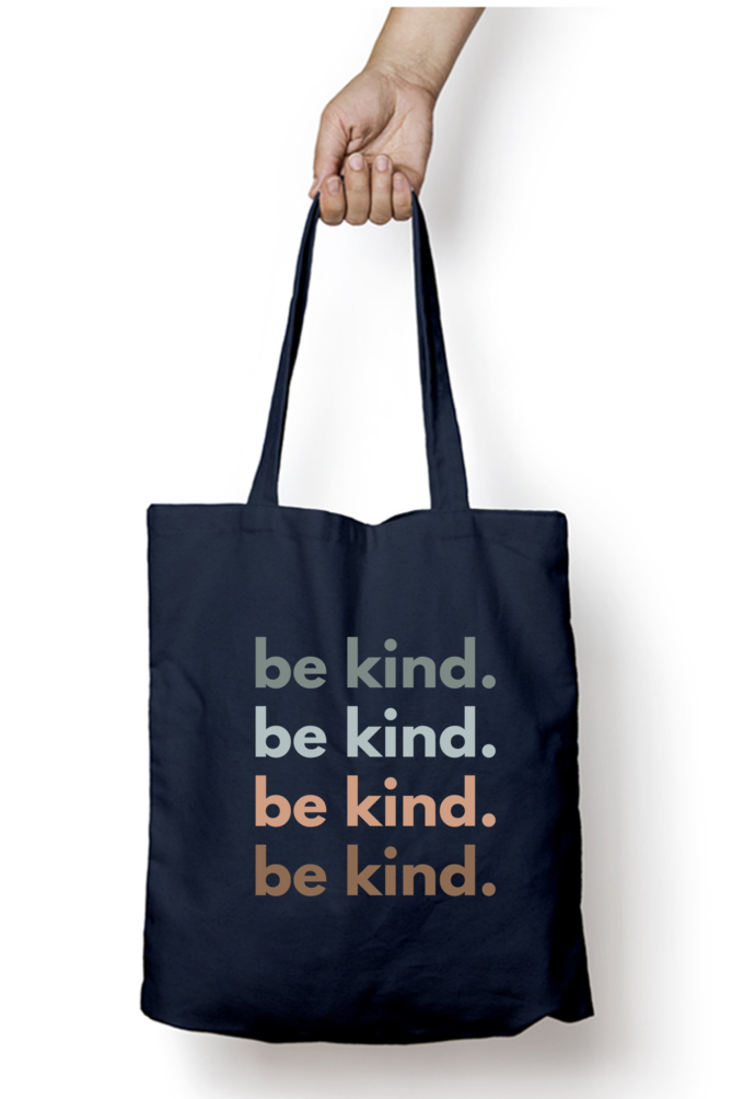 Be Kind - Tote Bags for Women with Zip, College Bag for Girls, 100% Organic Cotton Tote Bag for Traveling & Daily Use