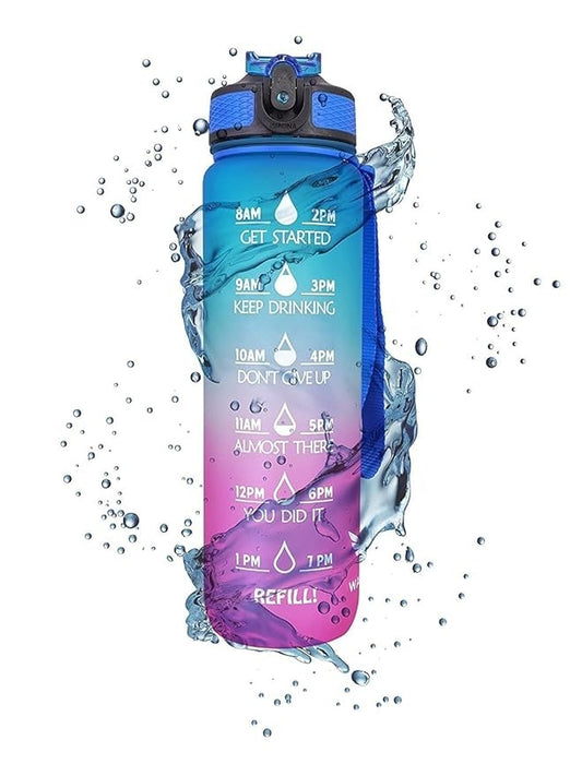 Unbreakable Water Bottle with Motivational Time Marker with Straw