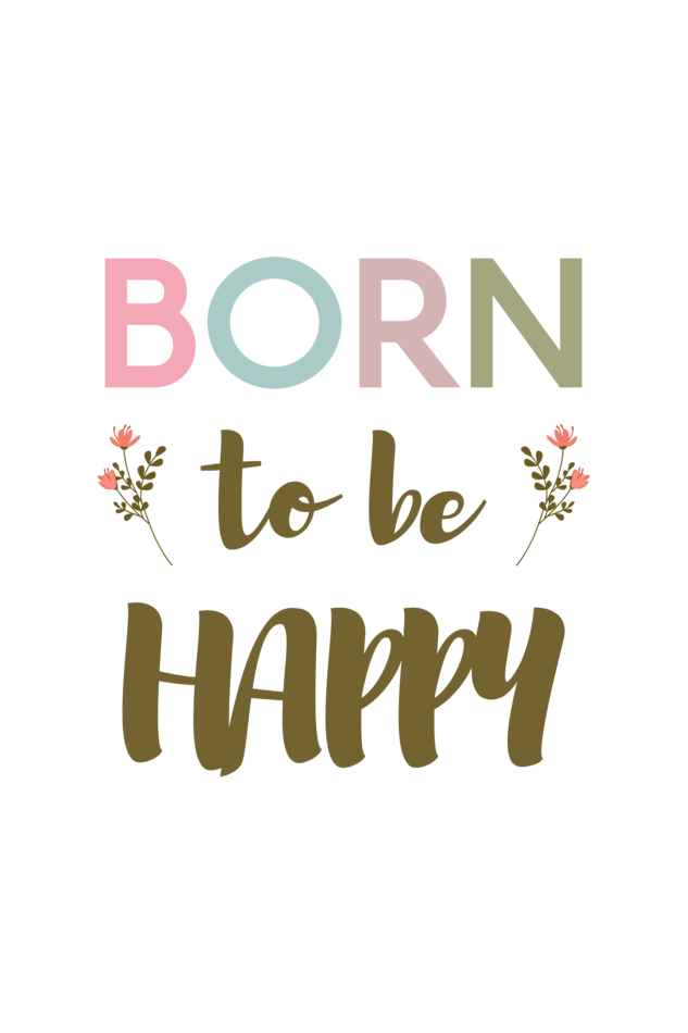 Born To Be Happy - Tote Bags for Women with Zip, College Bag for Girls, 100% Organic Cotton Tote Bag for Traveling & Daily Use
