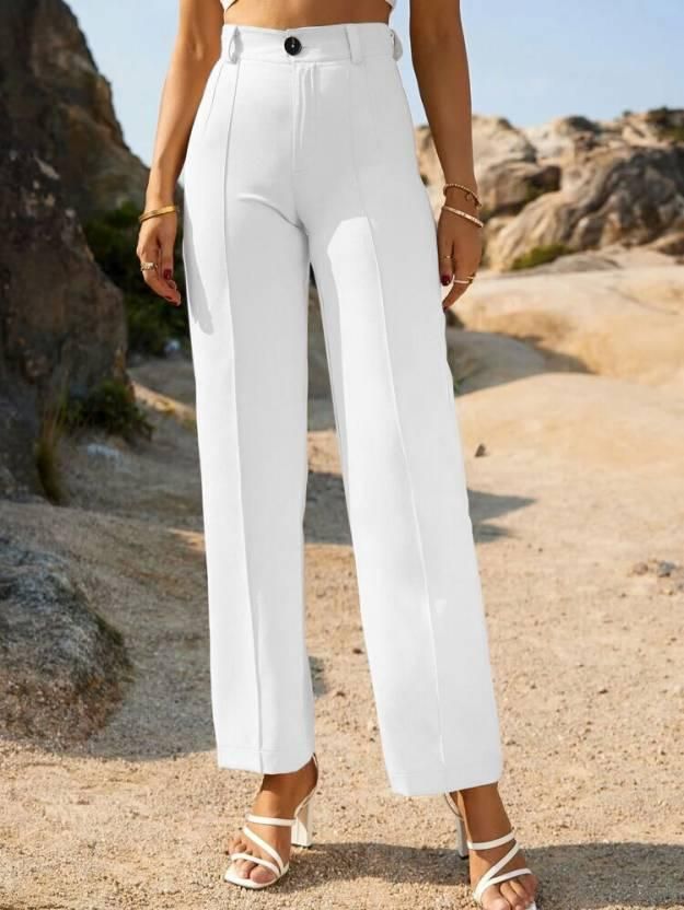 Women Regular Fit Cotton Blend Trousers