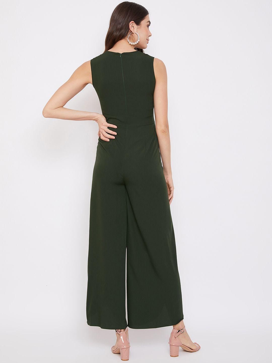 UPTOWNIE Women's Crepe Solid Wrap Tie-Up Jumpsuit